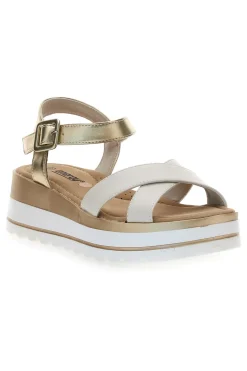 Sandali Beige e Platino Con Platform di 5,5 Cm 492-ENERGY Clearance