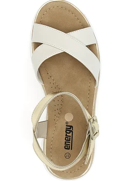Sandali Beige e Platino Con Platform di 5,5 Cm 492-ENERGY Clearance
