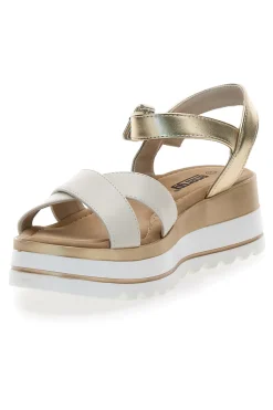 Sandali Beige e Platino Con Platform di 5,5 Cm 492-ENERGY Clearance