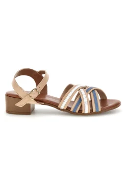 Sandali in pelle con tacco basso e listini 243110-PITTARELLO LOOK New