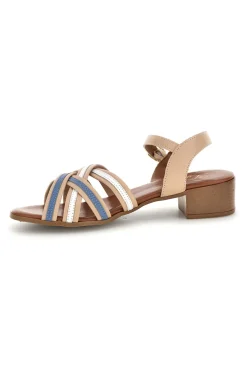Sandali in pelle con tacco basso e listini 243110-PITTARELLO LOOK New