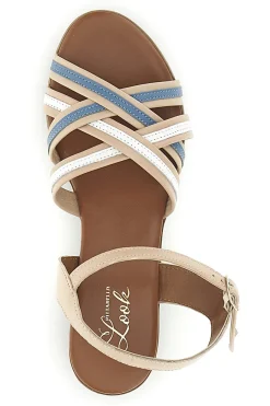 Sandali in pelle con tacco basso e listini 243110-PITTARELLO LOOK New