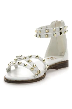Sandali bianchi con borchie e doppio cinturino Me & Me 1662-ME u0026 ME Outlet