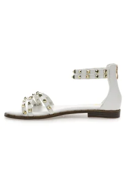 Sandali bianchi con borchie e doppio cinturino Me & Me 1662-ME u0026 ME Outlet