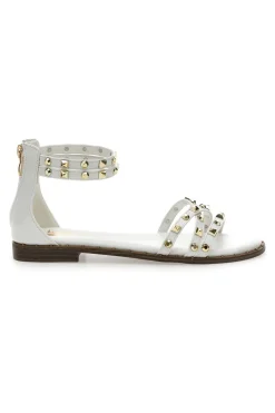 Sandali bianchi con borchie e doppio cinturino Me & Me 1662-ME u0026 ME Outlet