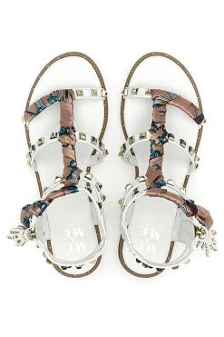 Sandali Bianchi Con Borchie e Foulard Me & Me 660-ME u0026 ME Hot