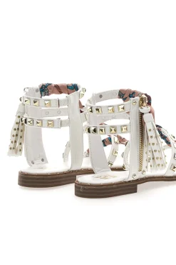 Sandali Bianchi Con Borchie e Foulard Me & Me 660-ME u0026 ME Hot