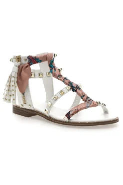 Sandali Bianchi Con Borchie e Foulard Me & Me 660-ME u0026 ME Hot