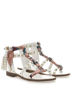 Sandali Bianchi Con Borchie e Foulard Me & Me 660-ME u0026 ME Hot