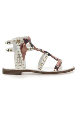 Sandali Bianchi Con Borchie e Foulard Me & Me 660-ME u0026 ME Hot