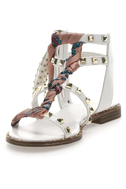 Sandali Bianchi Con Borchie e Foulard Me & Me 660-ME u0026 ME Hot