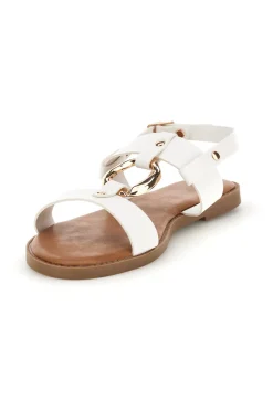 Sandali bianchi con decoro circolare frontale PREA3712-MON DIEU Best