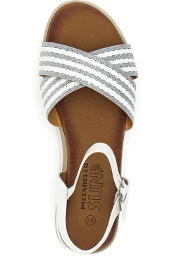 Sandali bianchi con fasce glitterate e zeppa bassa CH2071B02-PITTARELLO SUN Best