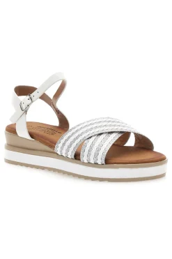 Sandali bianchi con fasce glitterate e zeppa bassa CH2071B02-PITTARELLO SUN Best