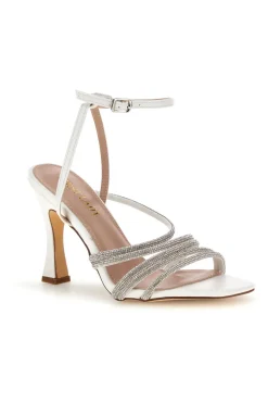 Sandali bianchi con fasce impreziosite da punti luce P693-FIRST LADY Online