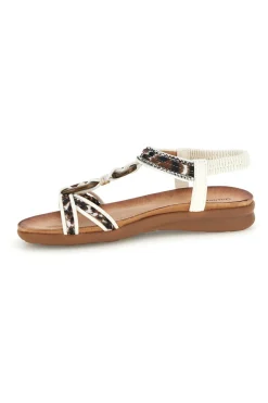 Sandali bianchi con fascette decorate e strass k358607-QUANNA MELL Outlet