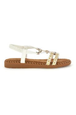 Sandali bianchi con fascette intrecciate e dettagli metallici 22136-QUANNA MELL Clearance