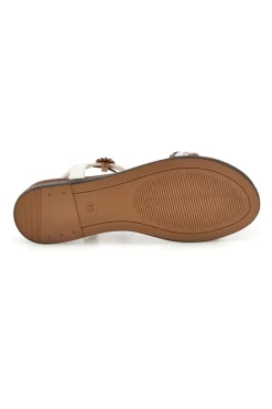 Sandali bianchi con fascia intrecciata e dettagli metallici 560317-QUANNA MELL Clearance