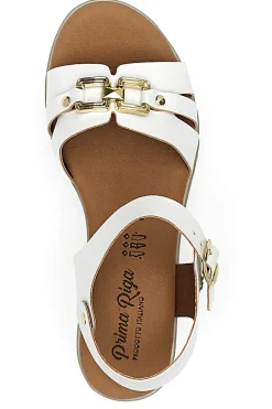 Sandali bianchi con platform e fibbia dorata 5-PRIMA RIGA Sale