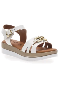 Sandali bianchi con platform e fibbia dorata 5-PRIMA RIGA Sale
