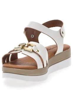 Sandali bianchi con platform e fibbia dorata 5-PRIMA RIGA Sale