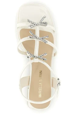 Sandali bianchi con strass e tacco largo 519601320-MARIELLA BURANI Discount