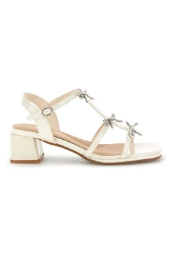 Sandali bianchi con strass e tacco largo 519601320-MARIELLA BURANI Discount