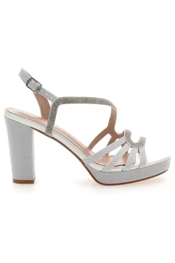 Sandali Bianchi con Strass e Tacco Alto P579-FIRST LADY Hot