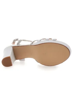 Sandali Bianchi con Strass e Tacco Alto P579-FIRST LADY Hot