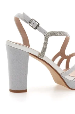 Sandali Bianchi con Strass e Tacco Alto P579-FIRST LADY Hot