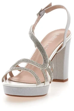 Sandali Bianchi con Strass e Tacco Alto P579-FIRST LADY Hot