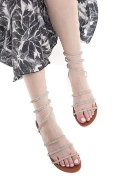 Sandali bianchi con strass PRE9300-MON DIEU Best