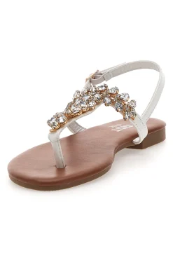 Sandali Bianchi con Strass PRE3008-THE FIRST CHIC Clearance