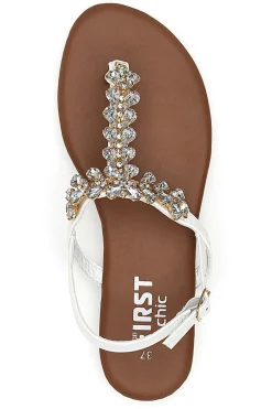 Sandali Bianchi con Strass PRE3008-THE FIRST CHIC Clearance