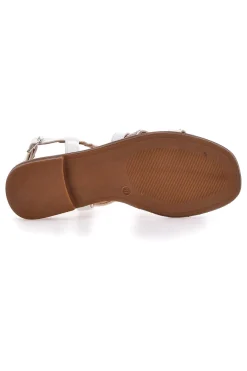 Sandali Bianchi Con Suola Flat e Borchie 313811-THE FIRST Hot