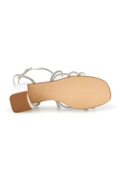 Sandali bianchi con tacco largo e listini P708-FIRST LADY Hot