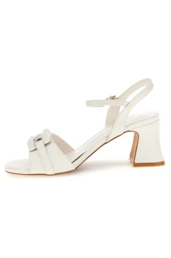 Sandali bianchi con tacco largo cinturino alla caviglia P700-FIRST LADY Discount