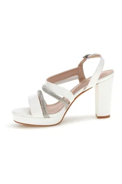 Sandali bianchi con tacco largo e cinturino alla caviglia P699-FIRST LADY Hot