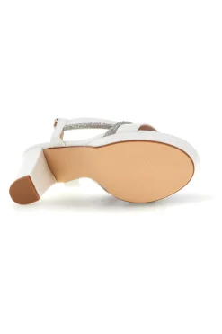 Sandali bianchi con tacco largo e cinturino alla caviglia P699-FIRST LADY Hot