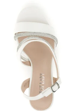 Sandali bianchi con tacco largo e cinturino alla caviglia P699-FIRST LADY Hot