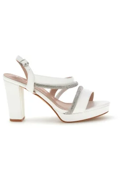 Sandali bianchi con tacco largo e cinturino alla caviglia P699-FIRST LADY Hot