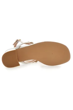 Sandali bianchi con tacco medio e Pietre 655-THE FIRST Discount