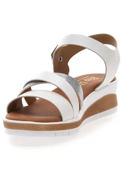 Sandali bianchi con zeppa 401-BIO UP