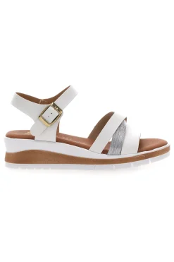 Sandali bianchi con zeppa 401-BIO UP
