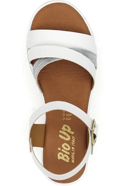 Sandali bianchi con zeppa 401-BIO UP