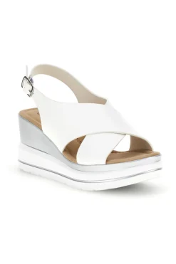 Sandali Bianchi con zeppa e fasce incrociate E423-ENERGY Sale