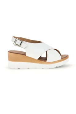 Sandali bianchi con zeppa e fasce incrociate 1107704-PLOCADI Best