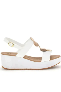 Sandali bianchi con zeppa e forme geometriche 363033-PLOCADI Clearance