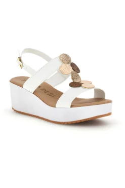 Sandali bianchi con zeppa e forme geometriche 363033-PLOCADI Clearance