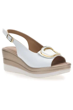 Sandali bianchi con zeppa e maxi fibbia MK3197352-PITTARELLO LOOK Clearance